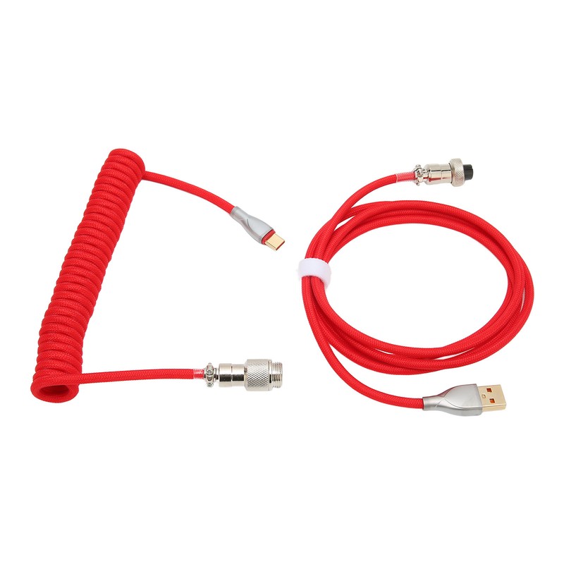 Mechanical Keyboard Cable Double Sleeve Custom Coiled with Detachable Metal