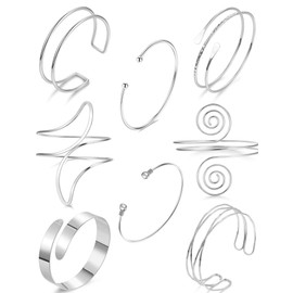 FINZOR Arm Cuff Bracelet for Women Gold Arm Layered Cuff Gold Bangles Adjustable Coil Swirl Armlet ArmBand Stackable Jewelry for OutSide, One Size, Alloy Steel, no gemstone