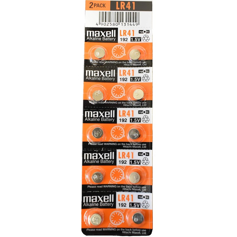 Maxell Batteries LR41 (192, AG3) Alkaline Button Size Battery, On