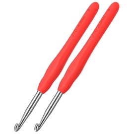 2Pcs 6.0mm Crochet Hooks, Ergonomic Crochet Hook for Arthritis and Beginners, Extra Long, Smooth, Comfortable (Size J / 6.0mm)