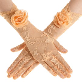 BABEYOND Lace Gloves Women - Floral Opera Gloves Stretchy Elegant Tea Party Accessories for Wedding Prom Evening Party