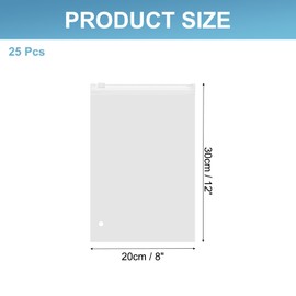 PATIKIL Frosted Zipper Bag, 25 Pcs 12" x 8" Resealable EVA Horizontal Clothes Packaging Bag with Slider Closure, Vent Hole for Small Business T-shirt Packaging Organizing Shipping, Clear