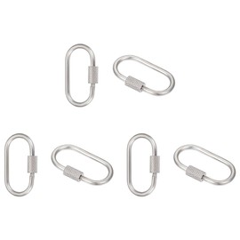 UNICRAFTALE 6Pcs 26mm 304 Stainless Steel Screw Carabiner Lock Oval Key Clasps Metal Lock Clasps Keychain Hook Connector for DIY Necklaces Bracelet Jewelry Making