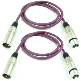 Adam Hall Cables K3MMF0100PUR Microphone Cable XLR Female to XLR Male DMX Audio Cable 3-Pin (1.0 m, Purple, 2) Pack of 2