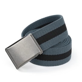Canvas Web Belt | Cut to Fit Up to 52" | Flip-Top Matte Silver Nickel Buckle (Dark Gray Black)