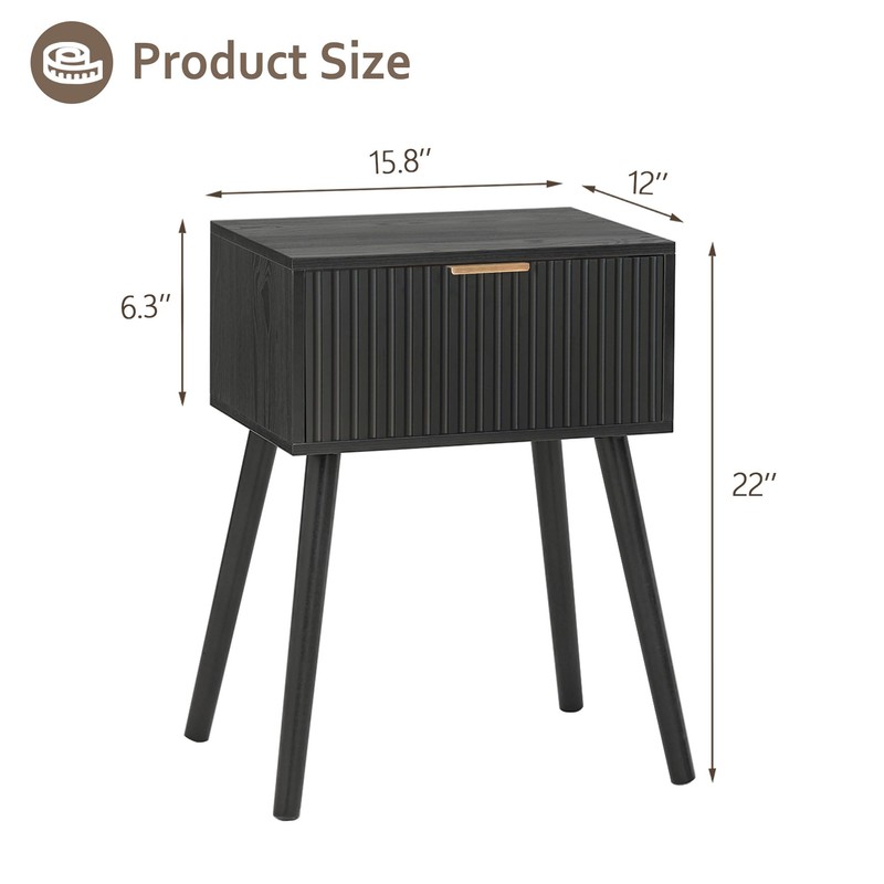 AWASEN Black Nightstand, Small End Tables Living Room, Accent Bedside