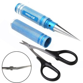 ShareGoo Universal 0-14mm RC Reamer Hole Puncher with Sleeve & Curved Scissors Tool Drills Set for RC Body Shell RC Car Truck Tank Drone (Blue)