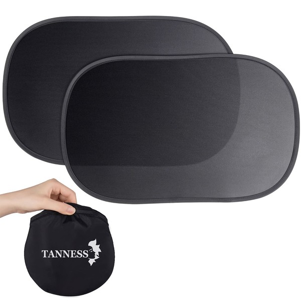 Tanness 2 Pack Car Window Shades for Baby | Car Sun Shade for Baby | Car Window Shade for UV Rays Protection with Storage Bag| Universal Fit Car Accessories | Car Sun Shade - Black