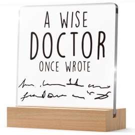 Doctor Gifts for Men Women, Dental Assistant Week Gifts for Coworker, Thank You Doctor Plaque with Wooden Stand, A Wise Doctor Once Wrote Funny National Doctors Day Gifts, Birthday Retirement Gifts