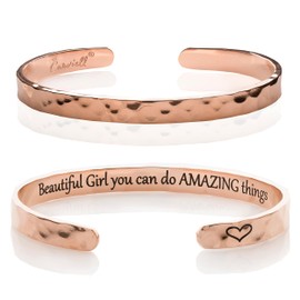 Carviell Inspirational Bracelets for Women - Engraved Cuff Jewelry, Confirmation Gifts, Christmas or Graduation Present, Bracelets for Teens, Gift Ideas for Teenagers