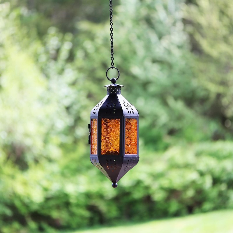 Vela Lanterns 11.5" Hanging Moroccan Decorative Candle Lantern Lamp –
