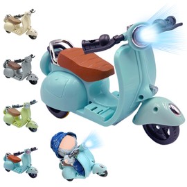 LUFZFEU Accessories for Doll, Scooter Toy with LED Lights & Music for 15-17cm Dolls, Rotate 360° Cute Motorcycles for Dolls, Decor Desktop Ornaments for Doll Collectors Battery Not Included (Blue)