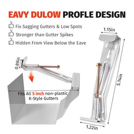 50 Pack Gutter Hangers, Gutter Hangers 5 Inch, Rain Gutter Hangers, Heavy Duty Gutter Hangers with a Pre Inserted Rust Resistant Screw, Hidden Gutter Hangers for 5" K Style Aluminum Gutters