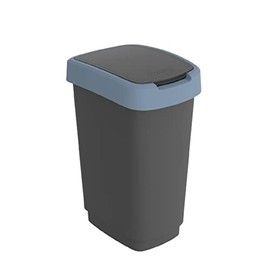 Rotho Twist Bin 25 L with Lid, Plastic, Blue/Charcoal