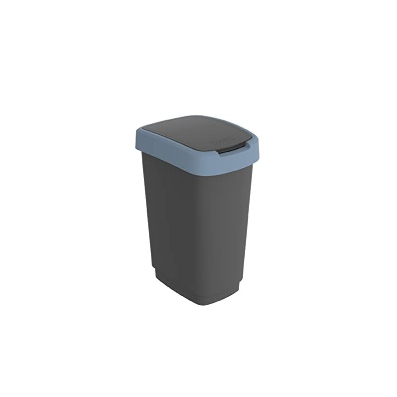 Rotho Twist Bin 25 L with Lid, Plastic, Blue/Charcoal