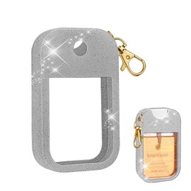 AIERSA Hand Sanitizer Spray Glitter Case Compatible with Touchland, Silicone Hand Sanitizer Case Holder with Keychain for Touch Land Mist 1FL. OZ(Glitter Sequin Gray)