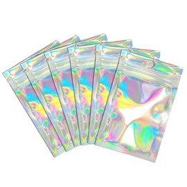 Resealable Foil Pouch Bag [100 PCS ] Great for Party Favor Food Storage (Holographic Color, 3 x 4 Inch)
