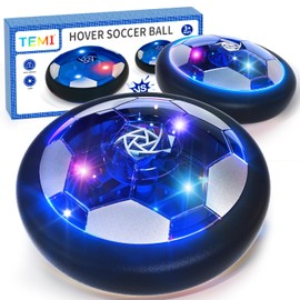 TEMI 2 Pack Hover Soccer Ball, LED Light Football Toys for Boys Girls 3-12 Year Old, Indoor Outdoor Floor Games for Kids Boys, Birthday Gifts for Kids Age 3 4 5 6 7 8-12 Years Old