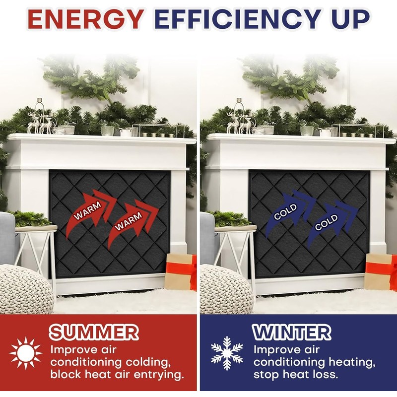 Magnetic Fireplace Cover for Energy Saving, Magnetic Fireplace Blanket for