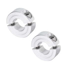 QUARKZMAN Pack of 2 Double Split Clamping Ring for 1/2 Inch Shaft, Two Piece Clamping Ring, 1-1/8 Inch Outer Diameter, 13/32 Inch Thickness, Aluminium Alloy Clamping Ring with Threaded Screw