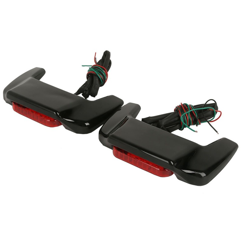 XMT-Moto Vivid Black Hard Saddlebag Lid LED Spoiler Kit Fit