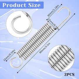 Alrhso 3-5/8 Inch Recliner Springs Replacement, Stainless Steel Recliner Spring - Long Neck Hook Style