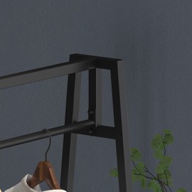 HOMEKAYT Black Metal Clothing Rack, Modern Garment Rack, Heavy Duty Display Rack for Home and Clothing Store, 47''L-Black