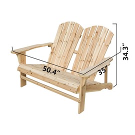PatioFestival Wood Adirondack Chair Fir Wooden Chair with Natural Finish Outdoor Patio Chair for Garden,Yard,Patio,Lawn,Deck (50.4" x 35" x 34.3")