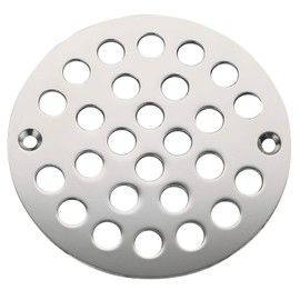 VOURUNA 4 Inch Screw-in Shower Strainer Drain Cover Replacement Floor Strainer Floor Drain，Chrome