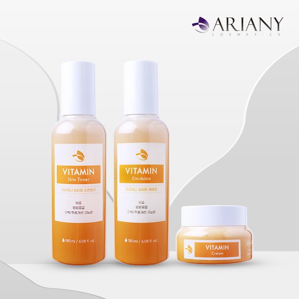 Ariani Vitamin 3-piece set (skin + lotion + cream) Basic skin care cosmetics set, whitening, wrinkle improvement, whitening, tone-up, elasticity, moisturizing, (skin toner + emulsion + cream)