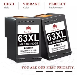 toner_kingdom 2 PK 63XL Black Ink Cartridge For HP Envy 4512 4516 4520 HP OfficeJet 5255 5258