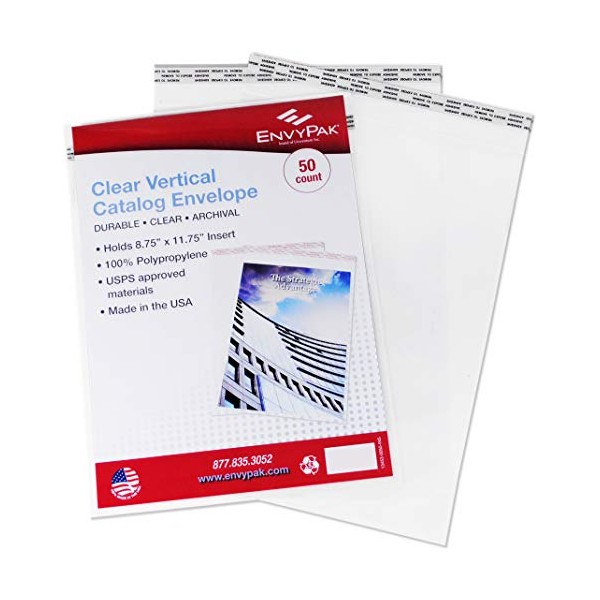 EnvyPak Clear Catalog Envelope - Vertical Style -Permanent Peel and