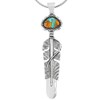 Feather Spiny Turquoise Necklace 925 Sterling Silver Pendant & 20"