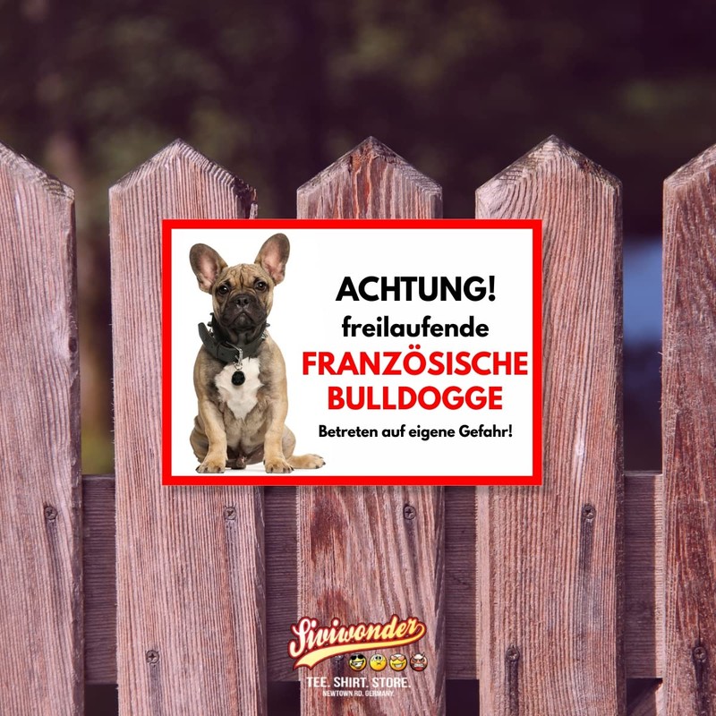 French Bulldog Free-Ranging Dog Sign Door Sign Dog Sign Warning