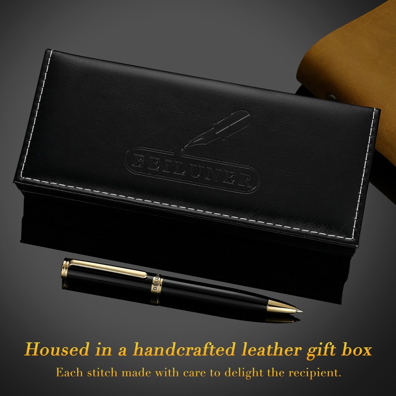 BEILUNER Luxury Gel Pen with 24K Gold Finish, Black Piano