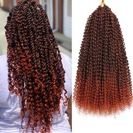 7 Packs Passion Twist Crochet Hair Braids 18 Inch Water Wave Synthetic Hair for Passion Twist Crochet Braiding Hair Goddess Locs Long Bohemian Locs (22Strands/Pack, T350#)