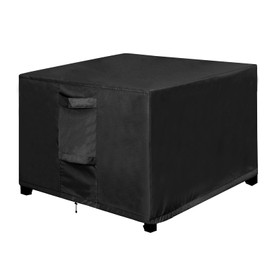 OutdoorLines Fundas otomanas impermeables para patio al aire última intervensión, cuadradas, a prueba de rayos UV, resistente al viento, protector de muebles de 28 pulgadas de largo x 28 pulgadas de ancho x 17 pulgadas de alto, color negro