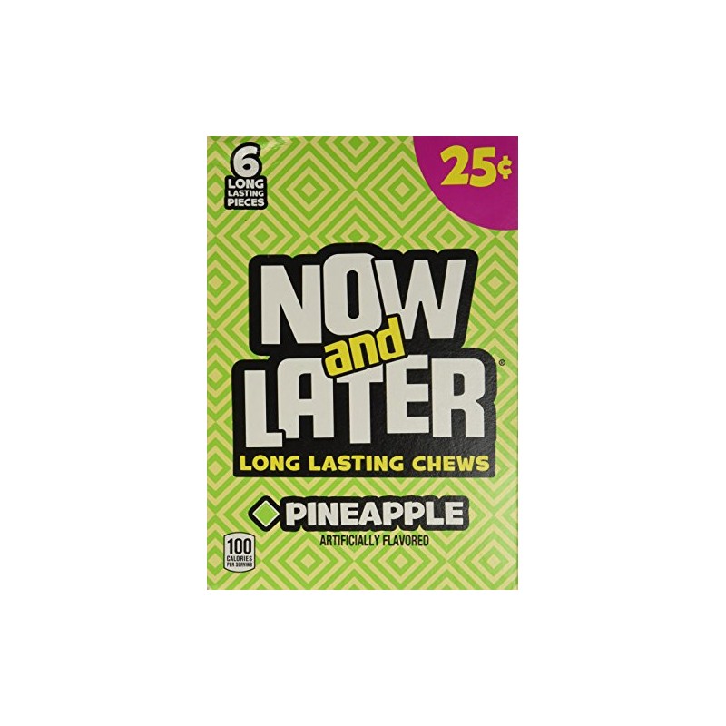 Now and Later Pineapple Flavored Candy Twenty Four 6-piece .93