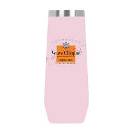 Toss Veuve Rosé Champagne Insulated Stemless Flute Tumbler with Lid, 7 OZ, 6" TALL