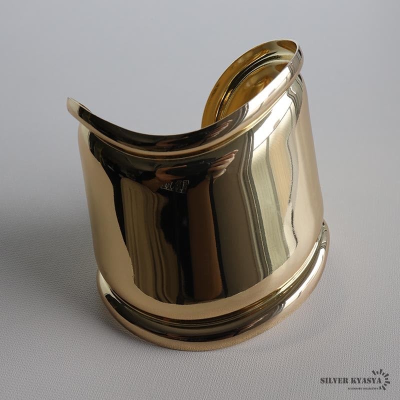 Silver Kyasya Gold Bone Cuff Bangle, Wide, Thin, Thick, Wide,