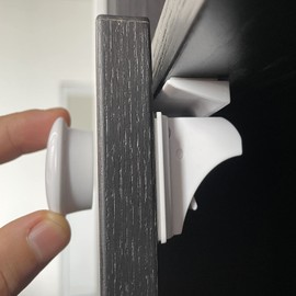 Baby Proofing Magnetic Cabinet Lock - Grandoto Magnet Cabinets Locks for Babies & Childproof Safe Latches & Children Proof Latch System of Drawer,Cupboard,Kitchen,Doors (4Locks+1Key, White)