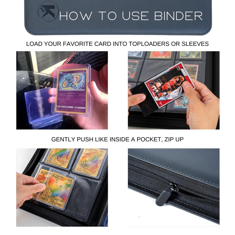 KUOOKING Toploader Binder, Holds 112+ Toploaders, 4 Pocket Top Loader