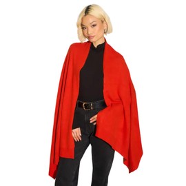 Mimi & Thomas Pure Cashmere Orangey Red Travel Wrap Shawl Gift Boxed