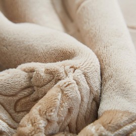Tache Neutral Throw Blanket 63x87 Embossed Cuddly Fluffy Cozy Beige Super Soft Warm Plush Sherpa Bubbly Champagne Throw Blanket for Sofa Couch and Twin Size Bed