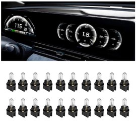 Clwalny 20PCS T5 17 57 86 Halogen Instrument Cluster Bulbs with Sockets, 12V Dash Light for Car Interior, Automotive Replacement Gauge Cluster Panel Bulb for Speedometer, Tachometer Plug & Play(White)