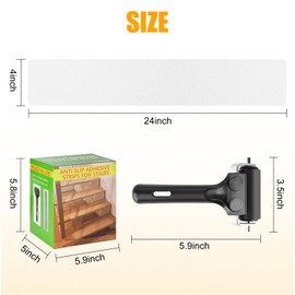 Stair Treads Non-Slip 15 in Pack,4'' x 24" Non-Skid Safety Rug Slip Resistant Indoor Runner for Kids Elders and Pets, Waterproof with Roller