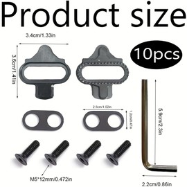 10 Pieces Bike Cleats, Bike Bicycle Shoe Plate Set, Click Pedals SPD Cleat Compatible with SPD SM-SH5, Bike Pedal Cleats for Indoor Cycling, Mountain Cycling and Outdoor Road Cycling