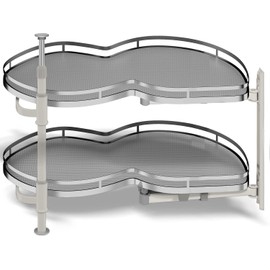 Kinchoix Blind Corner Cabinet Pull Out Organizer, Soft Close Swing Right Pull Out Cabinet Organizer 30inch, Corner Cabinet Lazy Susan for Blind Shelf, 2 Tiers Tray, Adjustable Height