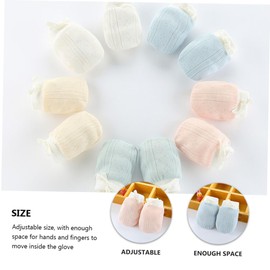 BESPORTBLE 4 Pairs Adjustable Scratch Mittens for Newborns of Cotton Gloves with String Design Breathable Non Slip Protection