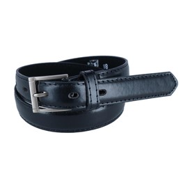 CTM® Kid's Leather 1 inch Dress Belt with Square Buckle, Large, Black